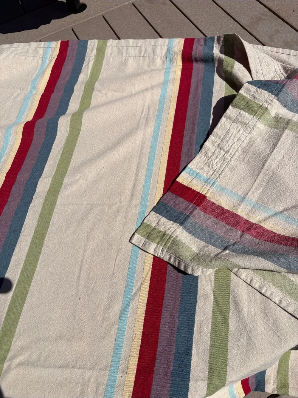 Large striped curtain panel/tablecloth/fabric Neutral with bold stripes
